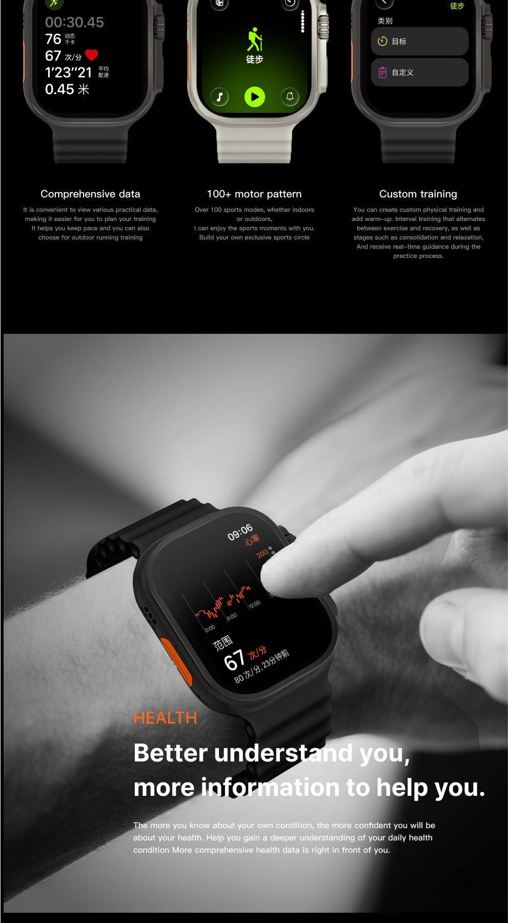 H26 Ultra+ Smart Watch – 2.0" AMOLED Display, Dual-Core Processor, IP67 Waterproof, Heart Rate & GPS Fitness Tracker