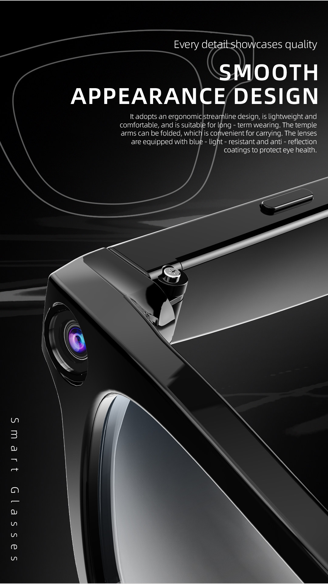 AI Smart Glasses – Open-Ear Bluetooth Audio, Built-In Camera, Real-Time Translation & Voice Assistant