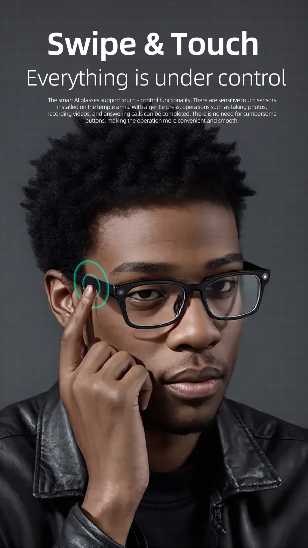 AI Smart Glasses – Open-Ear Bluetooth Audio, Built-In Camera, Real-Time Translation & Voice Assistant