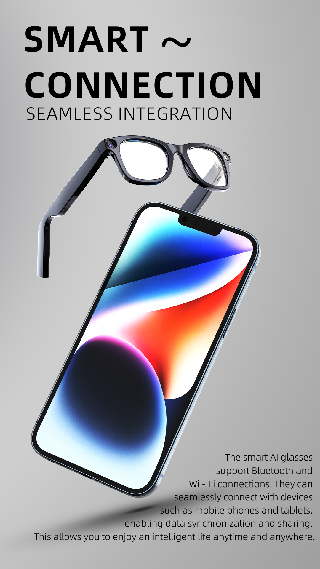 AI Smart Glasses – Open-Ear Bluetooth Audio, Built-In Camera, Real-Time Translation & Voice Assistant