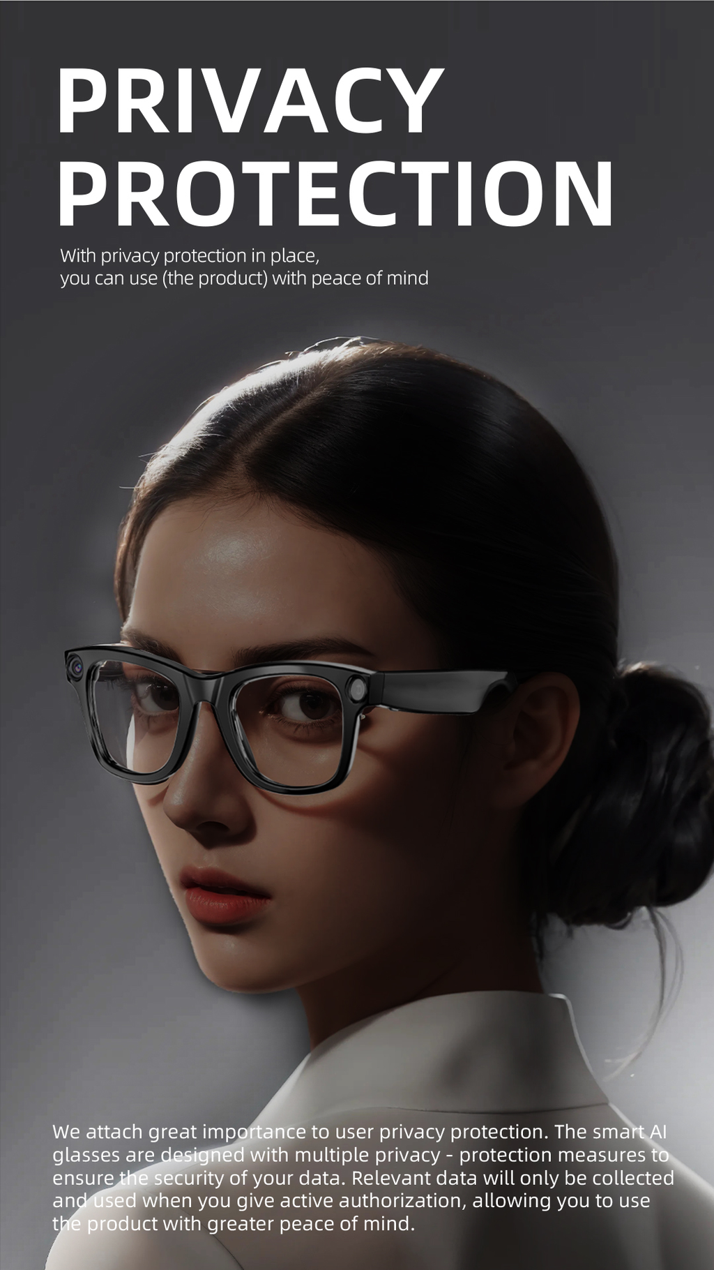 AI Smart Glasses – Open-Ear Bluetooth Audio, Built-In Camera, Real-Time Translation & Voice Assistant
