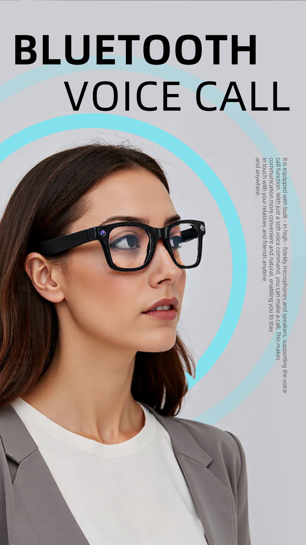 AI Smart Glasses – Open-Ear Bluetooth Audio, Built-In Camera, Real-Time Translation & Voice Assistant