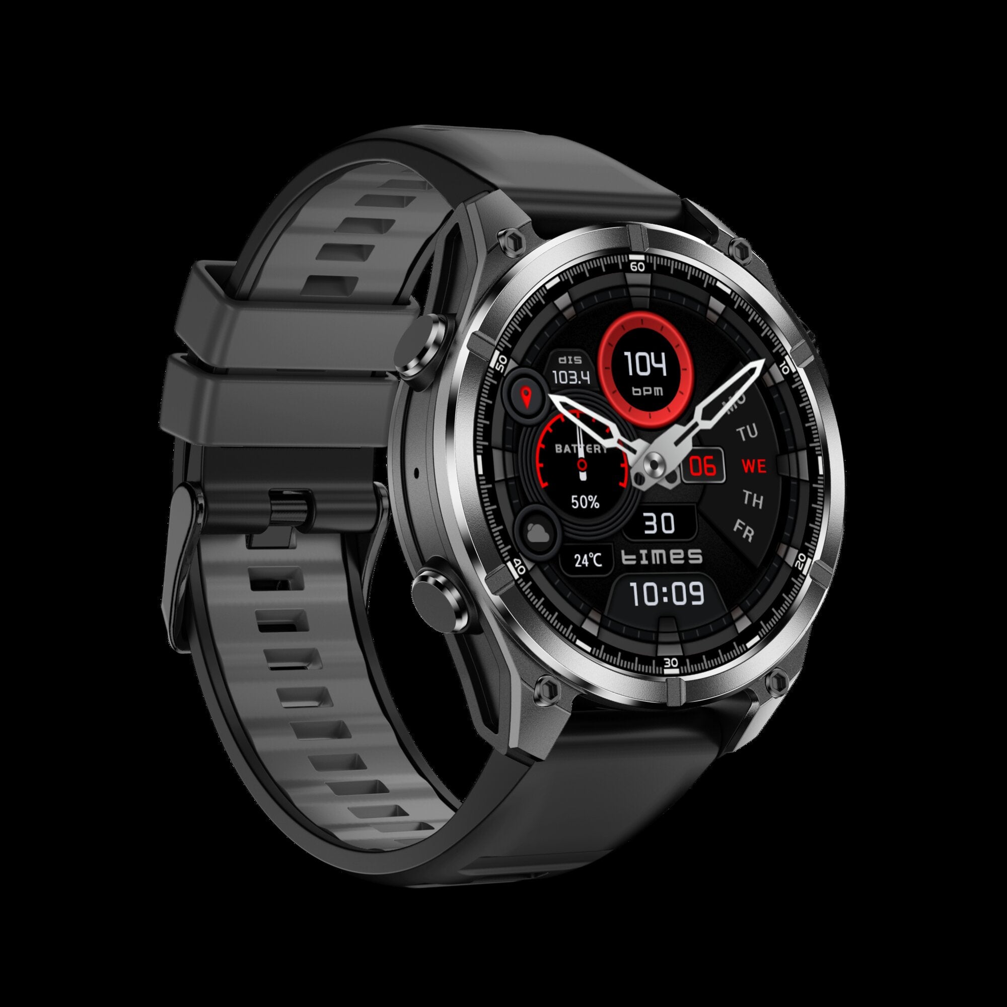 HD300 Smart Watch Black Silicone - Side View