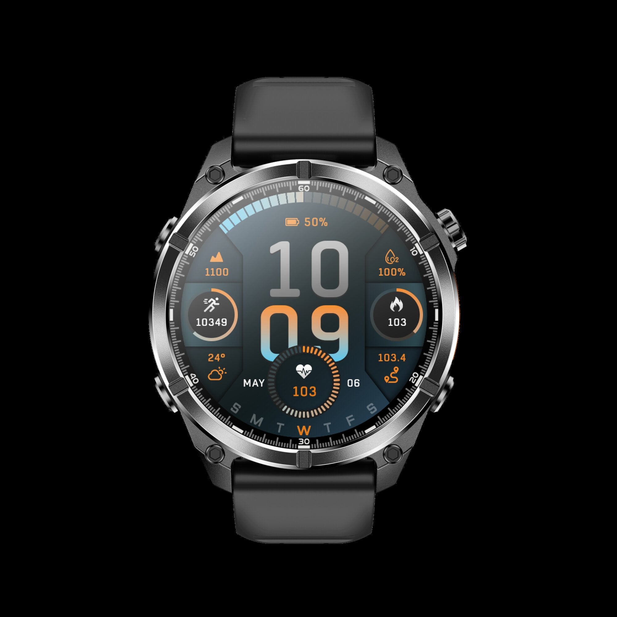 HD300 Smart Watch Black Silicone - Back View