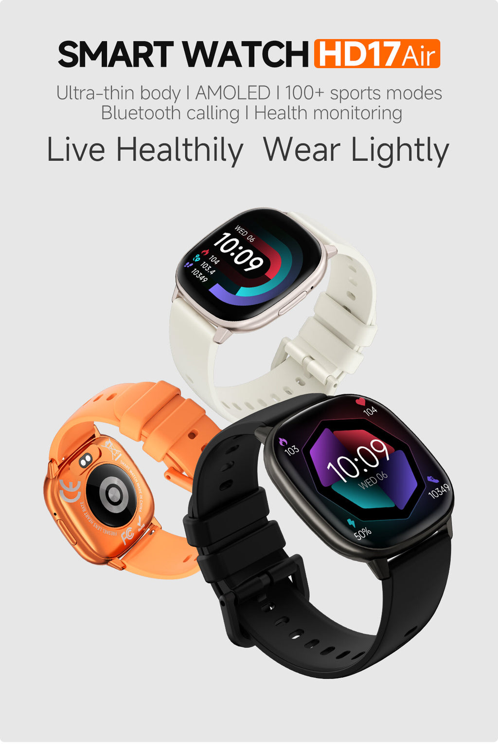 HD17 AIR Smart Watch - Hero Banner All Colors