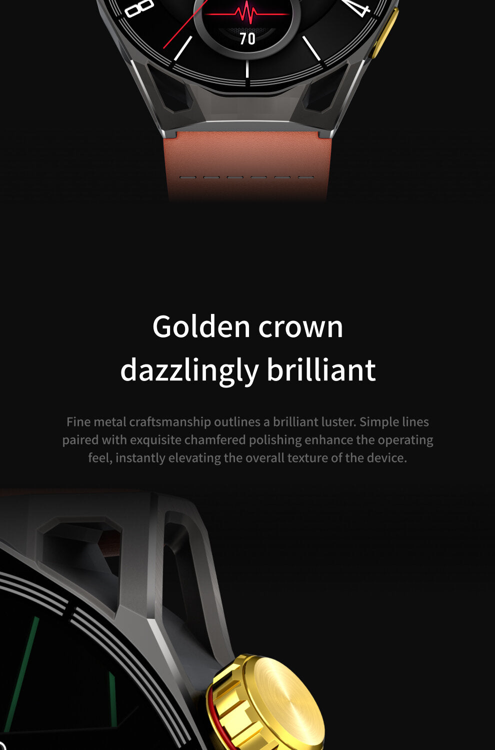 LEWEAR L-X1 Golden Crown Premium Craftsmanship Chamfered Polishing Detail