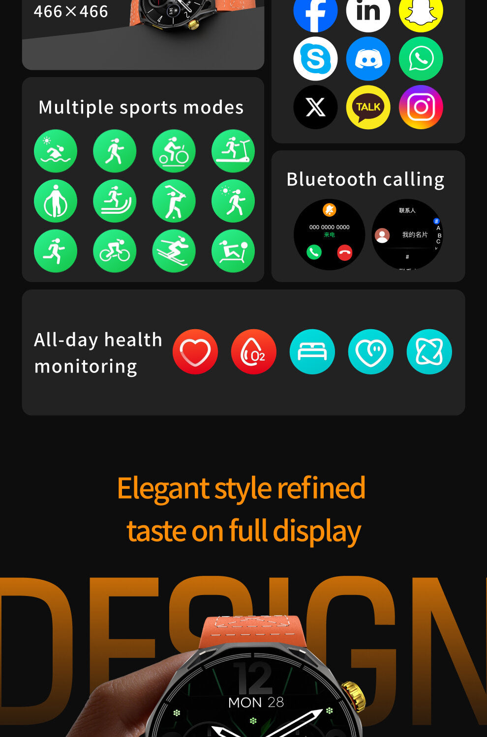 LEWEAR L-X1 Multiple Sports Modes Bluetooth Calling Health Monitoring Elegant Design