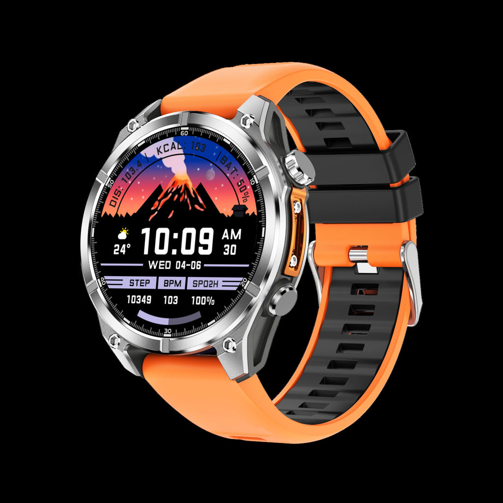 HD300 Rugged Smart Watch - Orange Silicone Front View