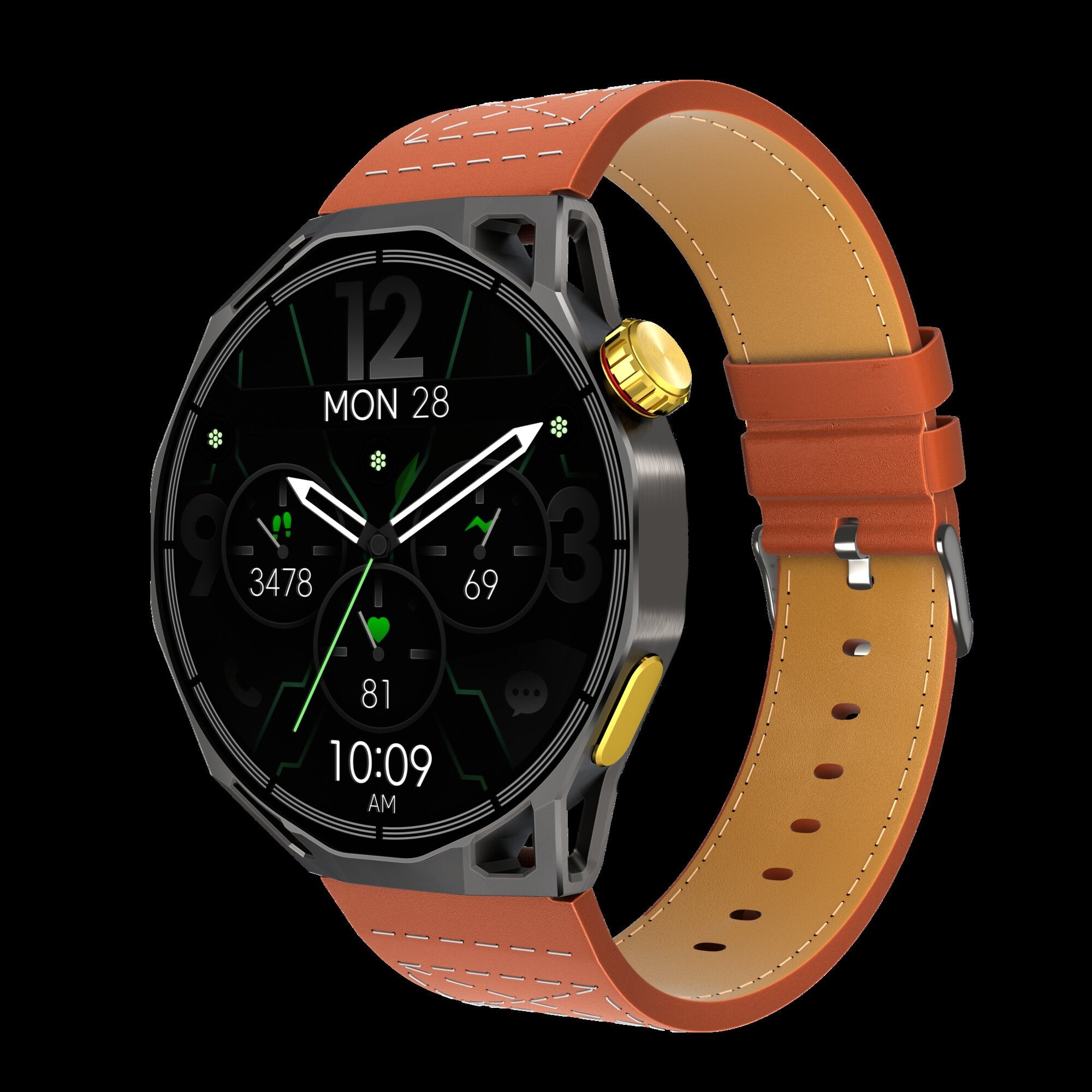 LEWEAR L-X1 Smart Watch Dark Case Angle View with AMOLED Display